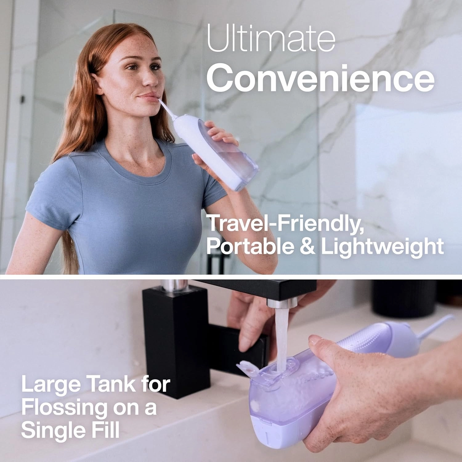 AquaSonic Icon Water Flosser for Teeth – Cordless Rechargeable Oral Irrigator – Waterproof, Portable Dental Cleaning with Jet Tip – Braces Home Travel - Lilac