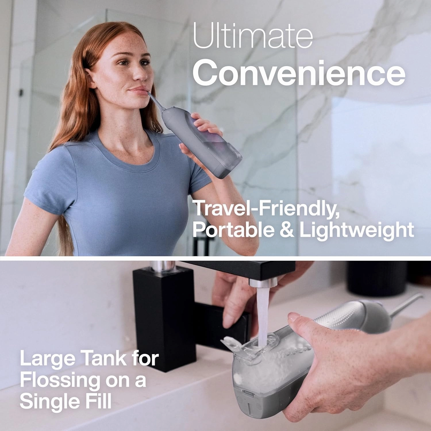 AquaSonic Icon Water Flosser for Teeth – Cordless Rechargeable Oral Irrigator – Waterproof, Portable Dental Cleaning with Jet Tip – Braces Home Travel - Stone