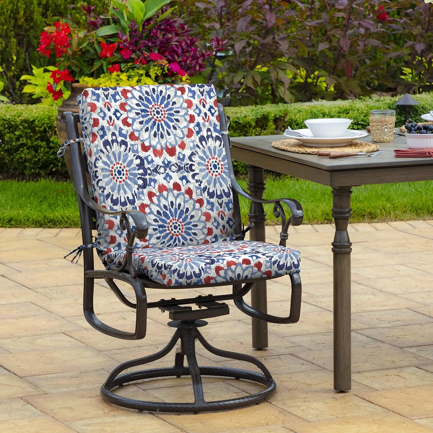 Arden Outdoor Midback Chair Cushion, 18 x 16.5, Rain-Proof, Fade Resistant 16.5 x 18, Clark Blue