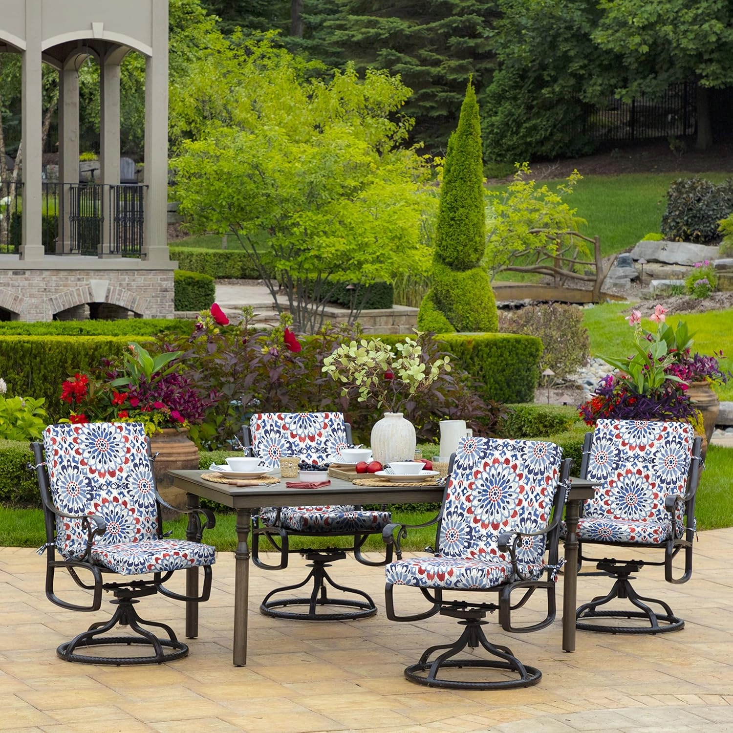 Arden Outdoor Midback Chair Cushion, 18 x 16.5, Rain-Proof, Fade Resistant 16.5 x 18, Clark Blue