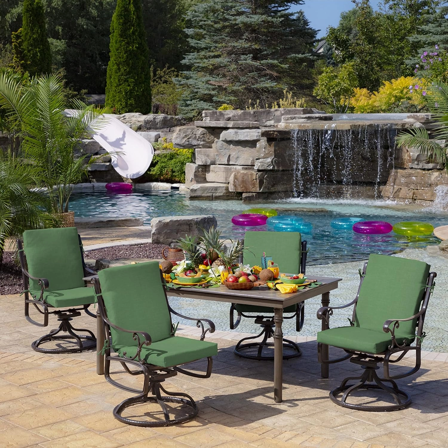 Arden Outdoor Midback Chair Cushion, 18 x 16.5, Rain-Proof, Fade Resistant 16.5 x 18, Moss Green Leala