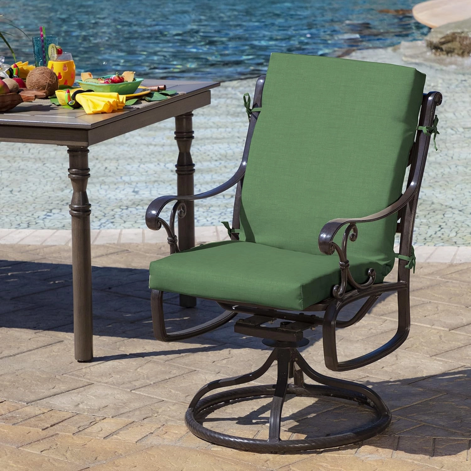 Arden Outdoor Midback Chair Cushion, 18 x 16.5, Rain-Proof, Fade Resistant 16.5 x 18, Moss Green Leala