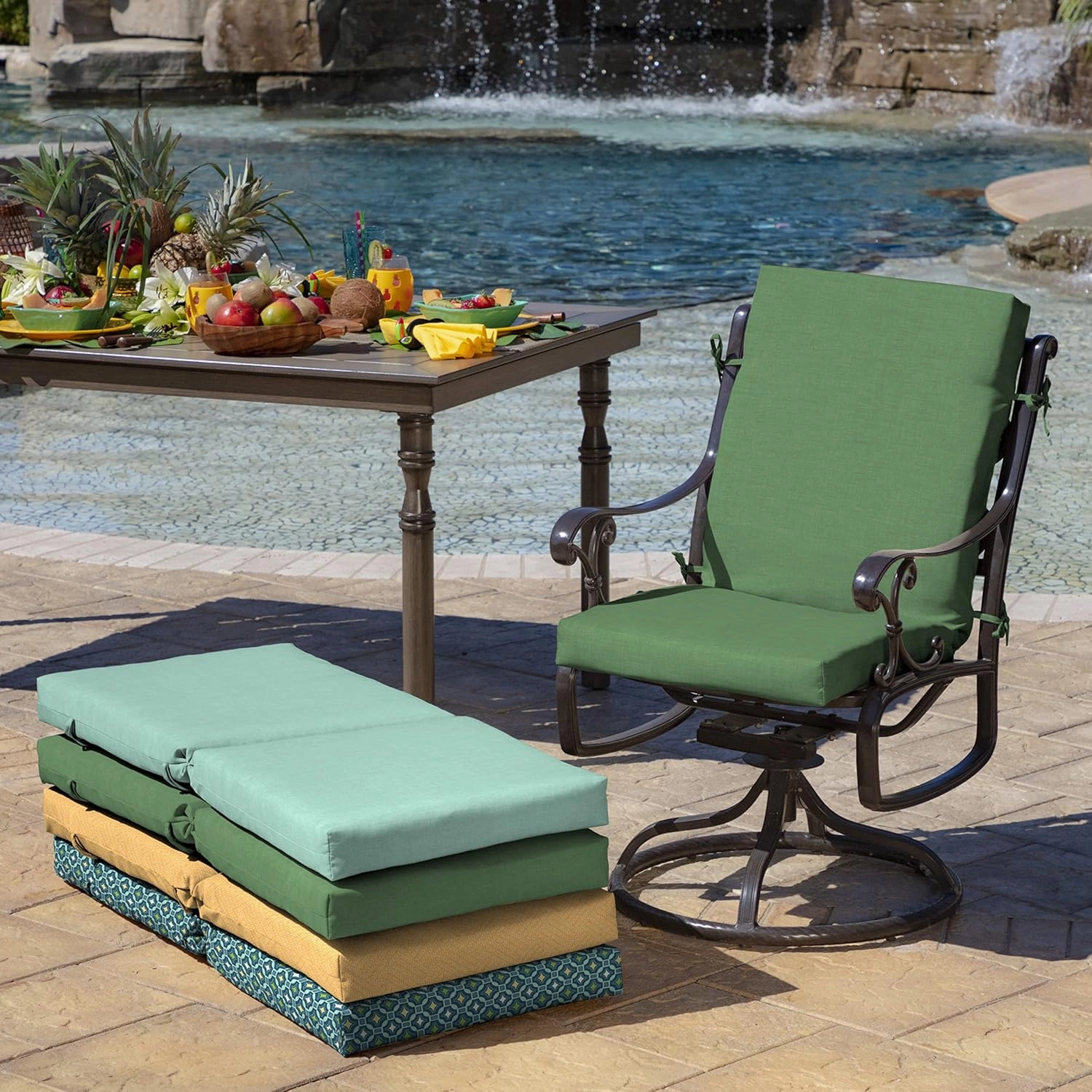 Arden Outdoor Midback Chair Cushion, 18 x 16.5, Rain-Proof, Fade Resistant 16.5 x 18, Moss Green Leala