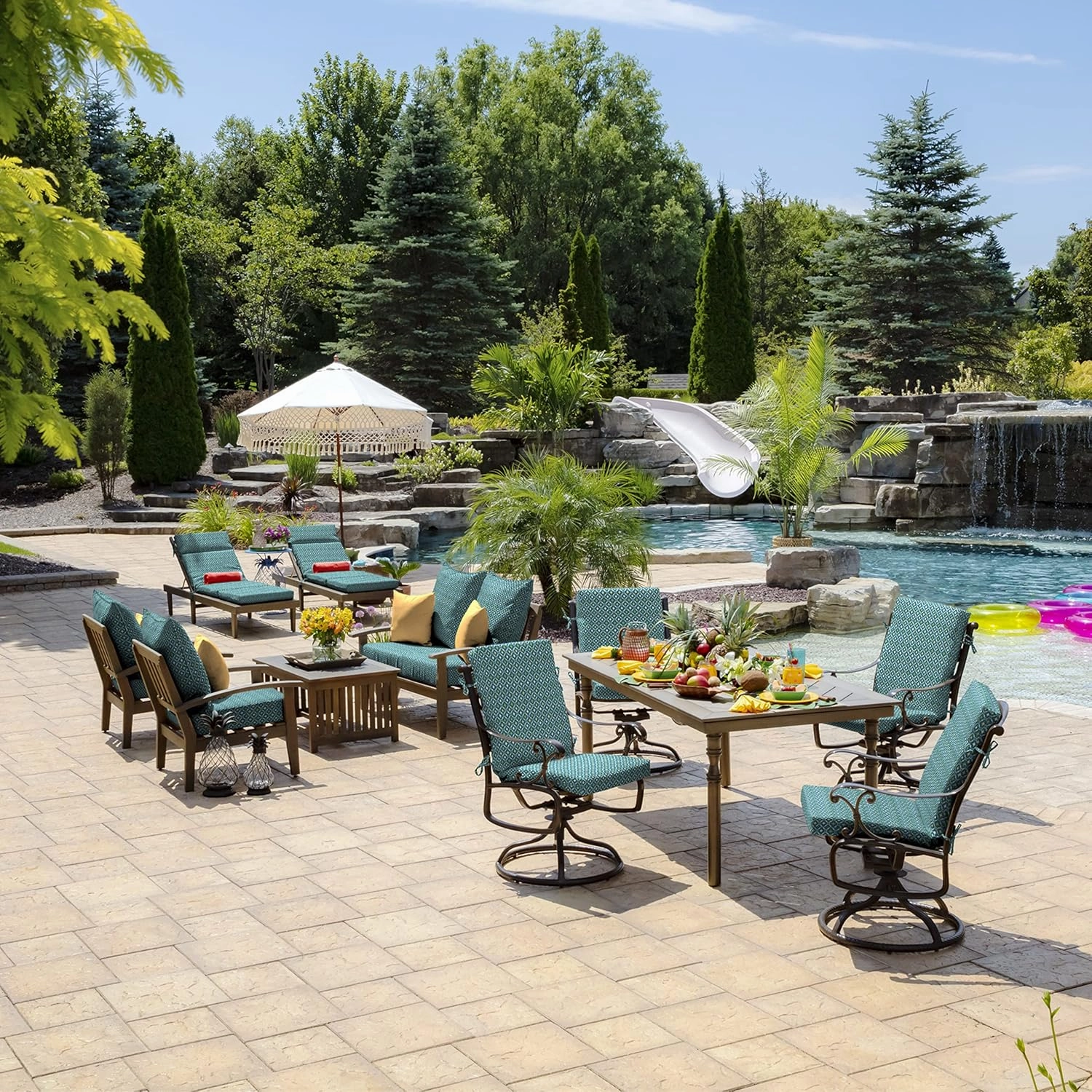 ARDEN Outdoor Midback Chair Cushion, 18 x 16.5, Rain-Proof, Fade Resistant 18 x 16.5, Alana Tile