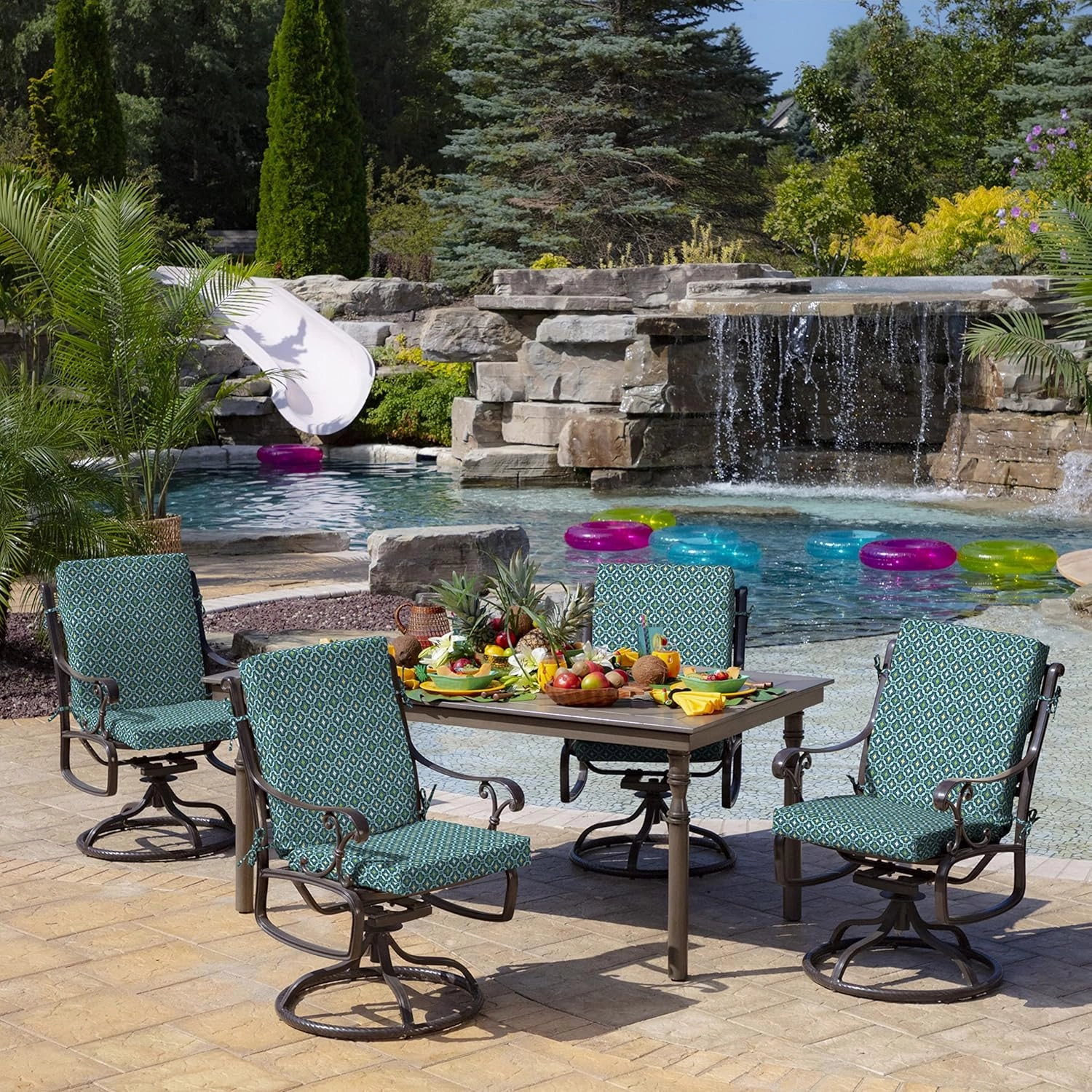 ARDEN Outdoor Midback Chair Cushion, 18 x 16.5, Rain-Proof, Fade Resistant 18 x 16.5, Alana Tile