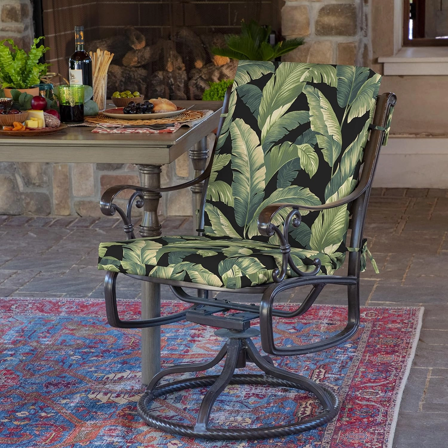 ARDEN Outdoor Midback Chair Cushion, 18 x 16.5, Rain-Proof, Fade Resistant 18 x 16.5, Onyx Cebu