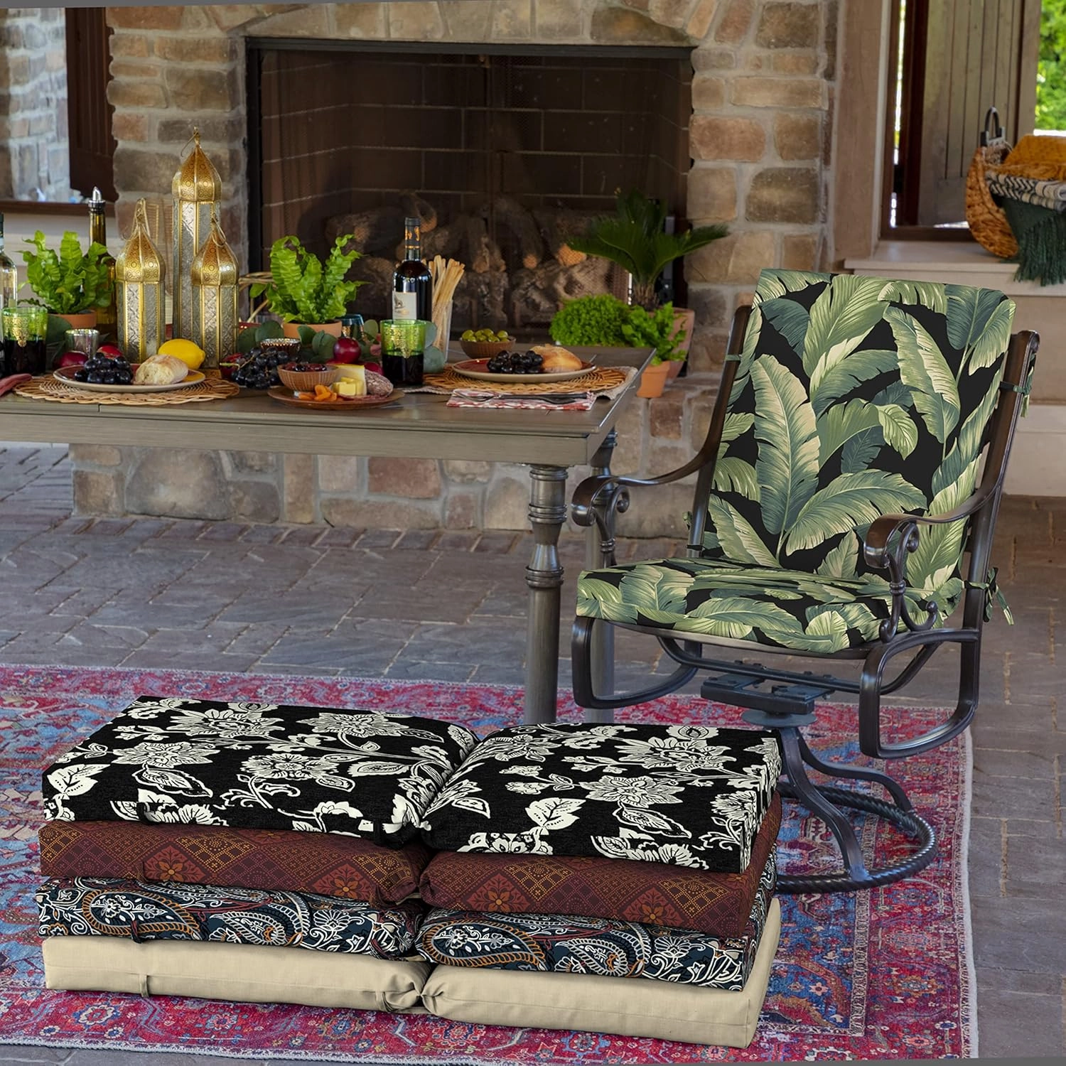 ARDEN Outdoor Midback Chair Cushion, 18 x 16.5, Rain-Proof, Fade Resistant 18 x 16.5, Onyx Cebu