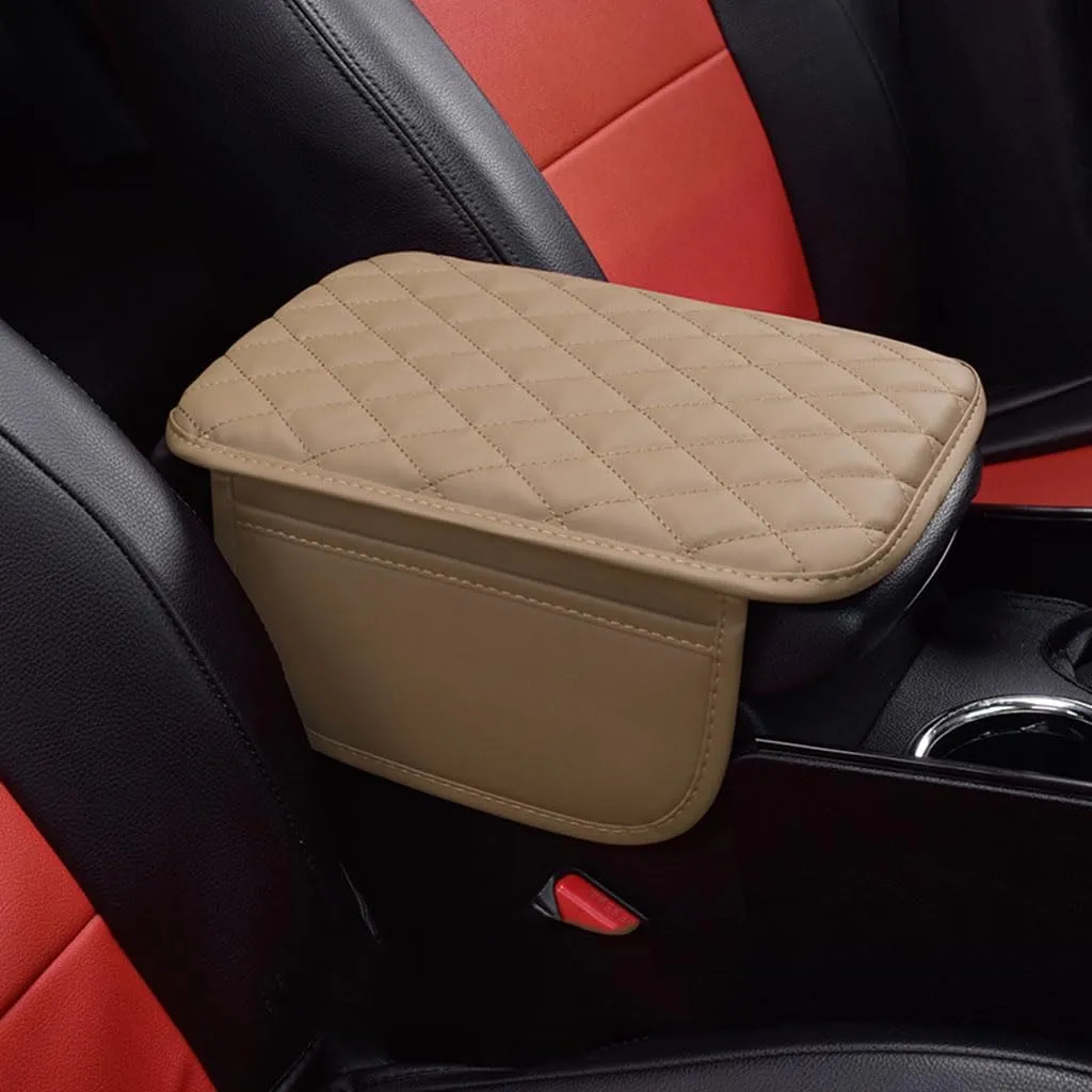 Arm Rest Cover Car for Nissan Kicks (P15) 2017 2018 2019 2020 2021 2022 2023 2024, Car Center Console Cushion Pad Leather Waterproof Protection Decor Car Accessories,Beige