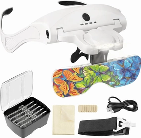 ARTDOT Magnifying Glasses with Light for Diamond Art Kits,5 Replaceable Lenses for Magnifier with 4 LED Lights and Adjustable Brightness for Diamond Painting Accessories and Reading Close Work