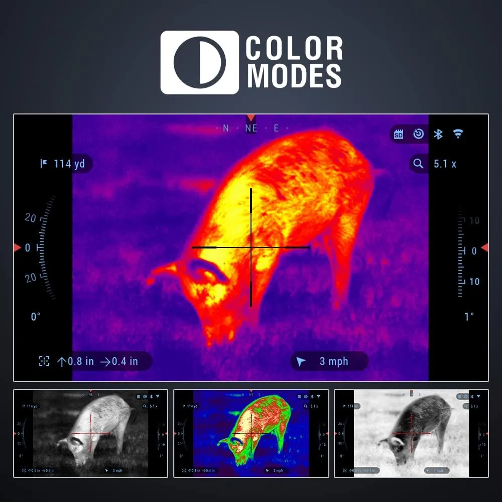 ATN Thor 4 Smart HD Thermal Hunting Scope w/New gen Sensor, Built-in Ballistics Calc, Video Record, Wi-Fi, 18hrs  Battery