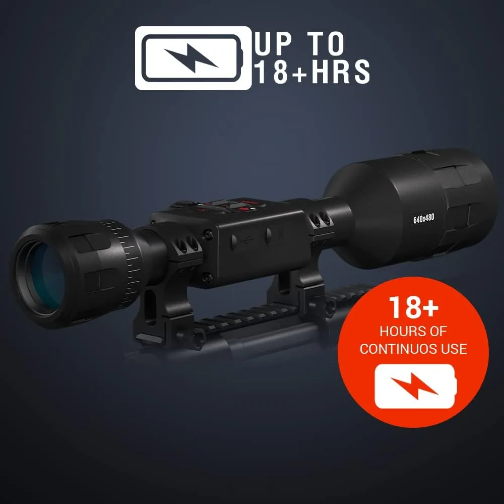 ATN Thor 4 Smart HD Thermal Hunting Scope w/New gen Sensor, Built-in Ballistics Calc, Video Record, Wi-Fi, 18hrs  Battery