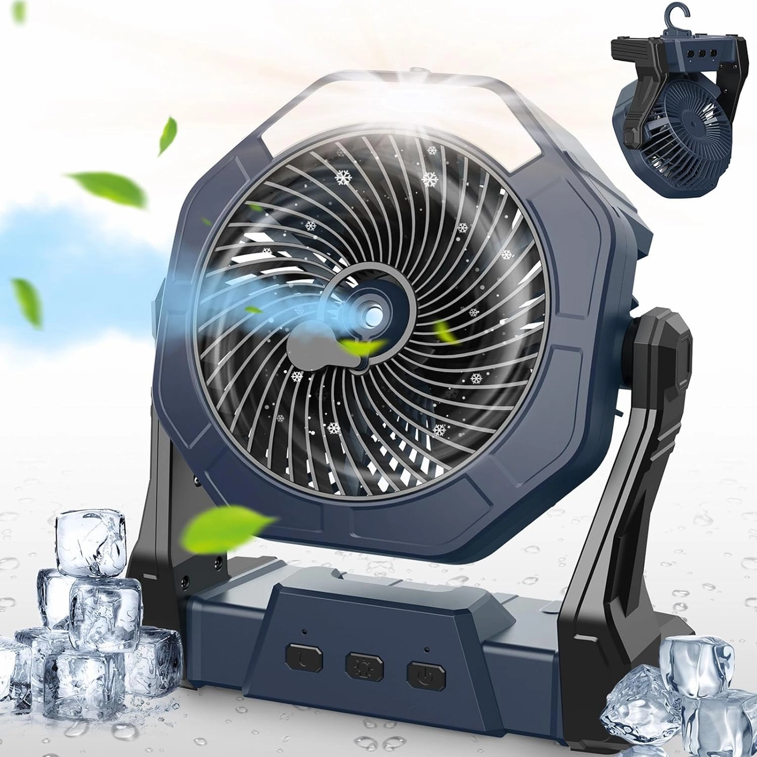 Ausic Portable Misting Fans for Outside, Outdoor Cooling Fan for Patios, 8 Inch Battery Operated Rechargeable Fans, Water Spray Fan with Light for Travel Beach Camping Essential