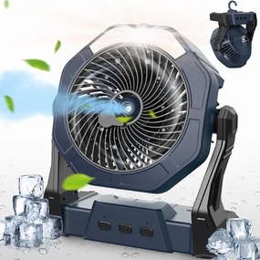 Ausic Portable Misting Fans for Outside, Outdoor Cooling Fan for Patios, 8 Inch Battery Operated Rechargeable Fans, Water Spray Fan with Light for Travel Beach Camping Essential