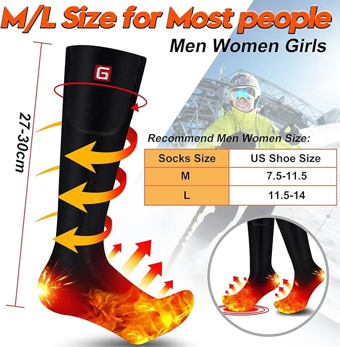 Autocastle Heated Socks, Electric Heated Socks for Men Women, Rechargeable Battery Heating Socks, Winter Warm Thermal Socks, Washable Unisex Foot Warmers for Hunting Camping Skiing Hiking Outdoors