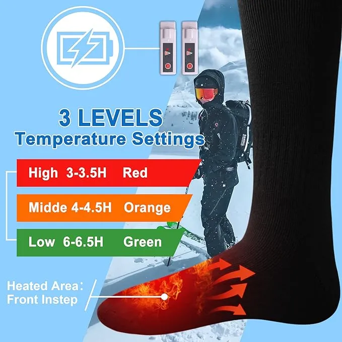 Autocastle Heated Socks, Electric Heated Socks for Men Women, Rechargeable Battery Heating Socks, Winter Warm Thermal Socks, Washable Unisex Foot Warmers for Hunting Camping Skiing Hiking Outdoors