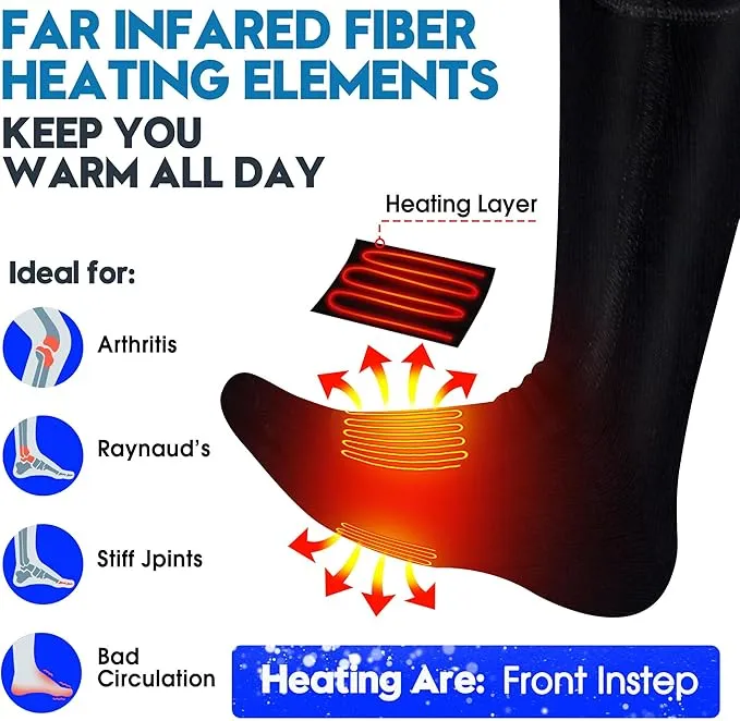 Autocastle Heated Socks, Electric Heated Socks for Men Women, Rechargeable Battery Heating Socks, Winter Warm Thermal Socks, Washable Unisex Foot Warmers for Hunting Camping Skiing Hiking Outdoors