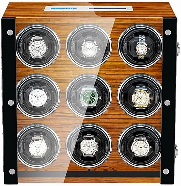 Automatic Watch Winder Box with Quiet Motor 5 Rotation Modes LED Backlight LCD Display Touchscreen Display Remote Control