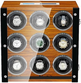 Automatic Watch Winder Box with Quietmotor 5 Rotation Modes Led Backlight LCD Touchscreen Display Remote Control,9 0