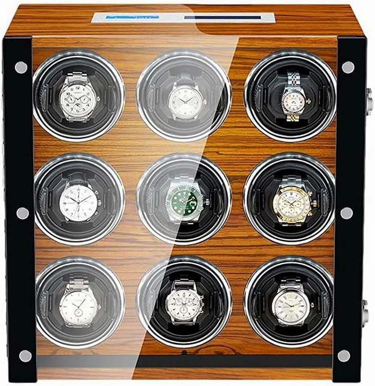 Automatic Watch Winder Box with Quietmotor 5 Rotation Modes Led Backlight LCD Touchscreen Display Remote Control,9 0