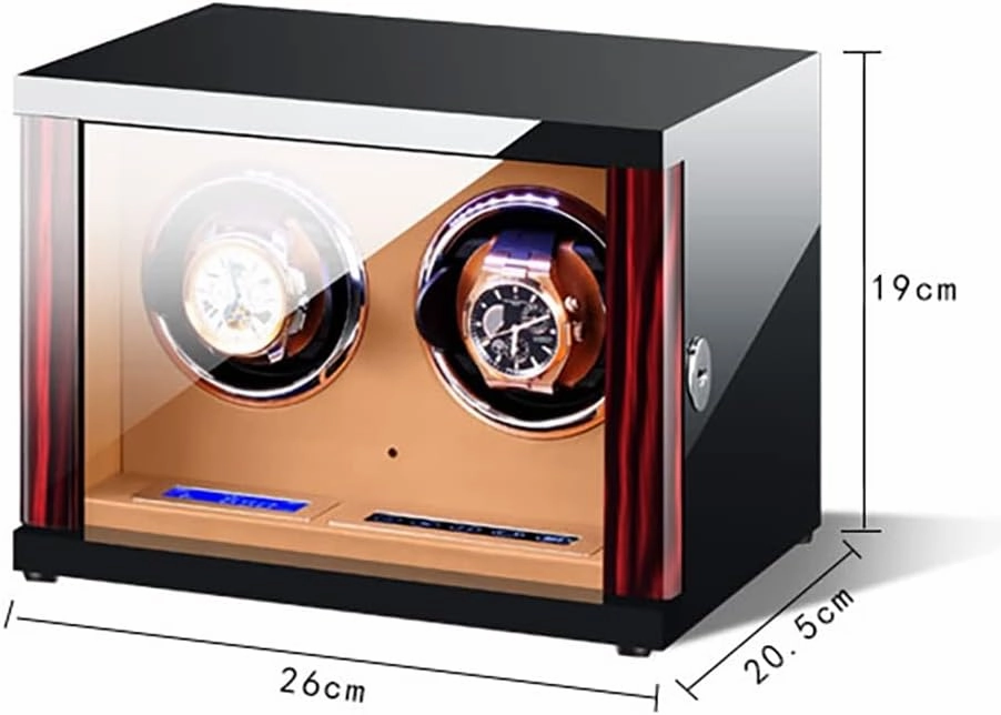Automatic Watch Winder For 2 3 4 6 12 Watches Piano Baking Paint Pu Leather Watches Display Box Quiet Motor LED Lights Watch Box Organizer (Size : 2 0)