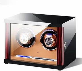 Automatic Watch Winder For 2 3 4 6 12 Watches Piano Baking Paint Pu Leather Watches Display Box Quiet Motor LED Lights Watch Box Organizer (Size : 2 0)