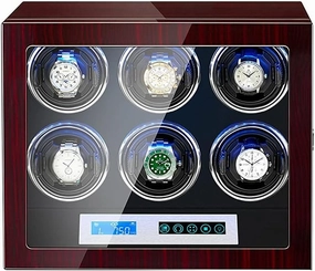 Automatic Watch Winder with Ultra Quiet Motor LED Backlight LCD Display Touch Display 5 Rotation Mode Setting Winding Jewelry Box
