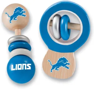 BabyFanatic Wood Rattle 2 Pack - NFL Detroit Lions - Officially Licensed Baby Toy Set