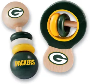 BabyFanatic Wood Rattle 2 Pack - NFL Green Bay Packers - Officially Licensed Baby Toy Set