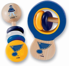 BabyFanatic Wood Rattle 2 Pack - NHL St. Louis Blues - Officially Licensed Baby Toy Set