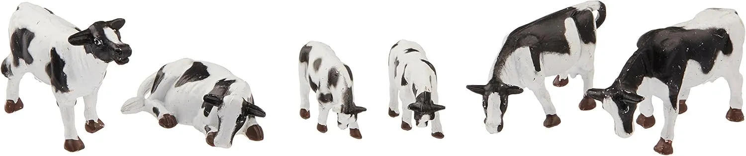 Bachmann Trains - FIGURES - COWS - BLACK & WHITE (6pcs/pk) - O Scale