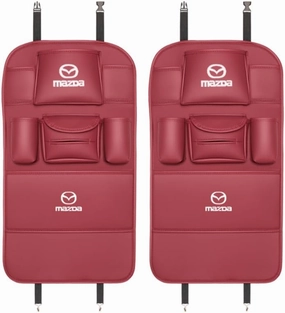 Back Seat Car Organiser for Mazda Biante 2008-2018, Back Seat Storage Bag with Table Holder, Storage Pockets Seat Back Protectors, Car Accessories,Red-2pcs