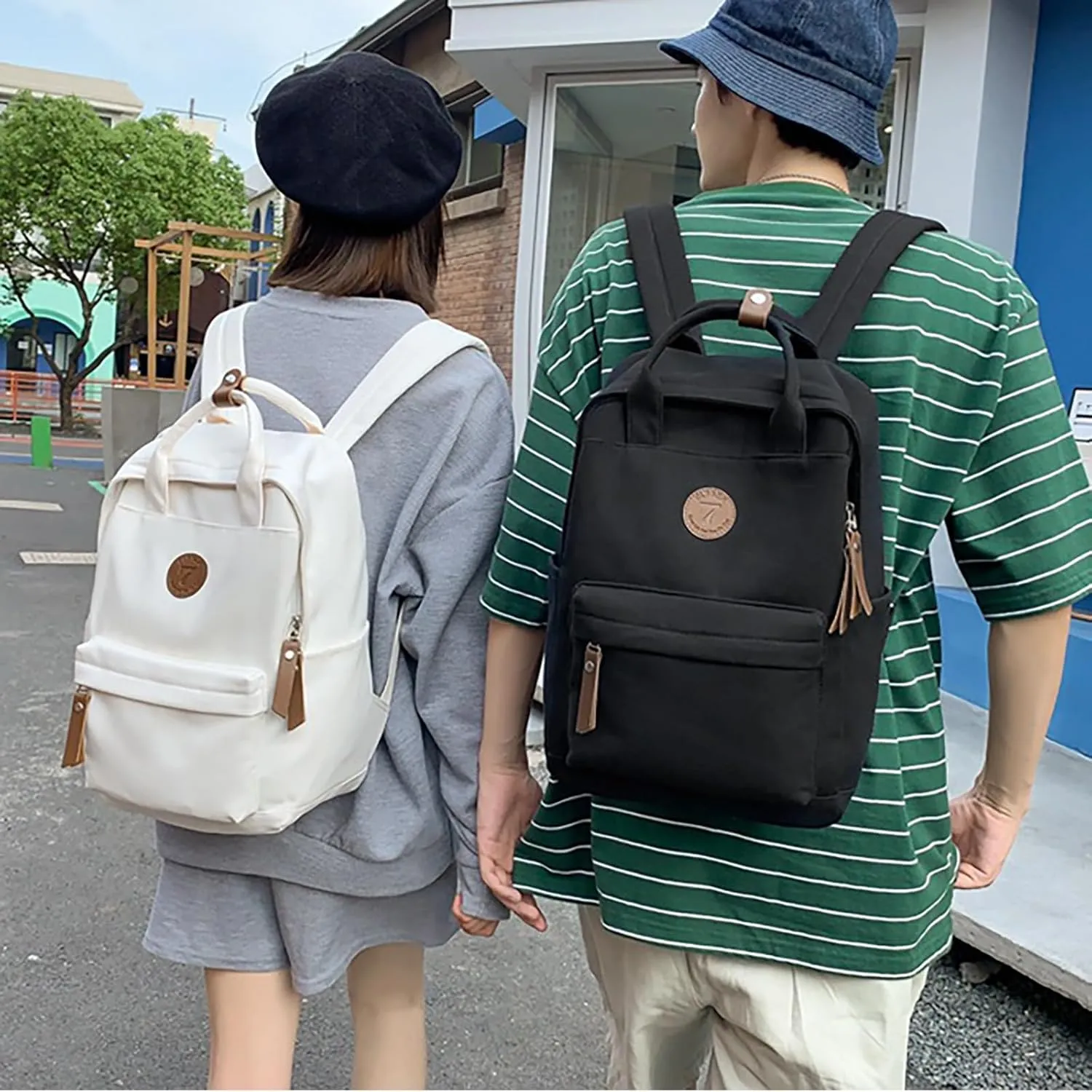 Backpack Men And Women Couples Shoulder Bag Fashion Simple Personality Large Capacity Backpack Women's (Black, One Size)