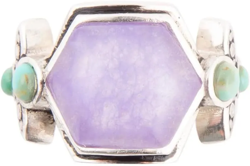 Barse Jewelry Emile Purple Quartz and Blue Turquoise Sterling Silver Ring