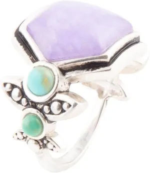 Barse Jewelry Emile Purple Quartz and Blue Turquoise Sterling Silver Ring