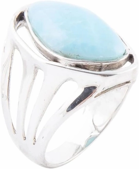 Barse Jewelry Abstract Blue Larimar and Sterling Silver Statement Ring