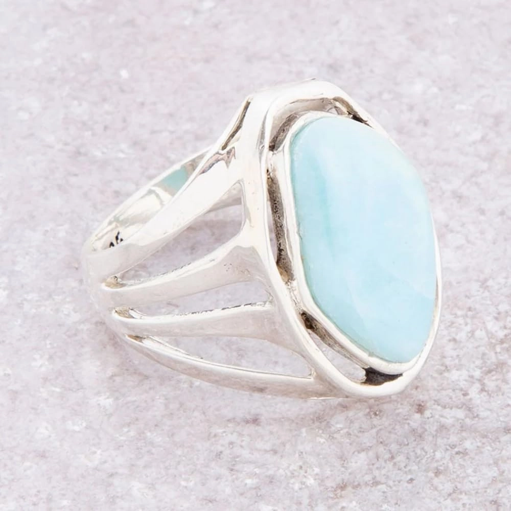 Barse Jewelry Abstract Blue Larimar and Sterling Silver Statement Ring