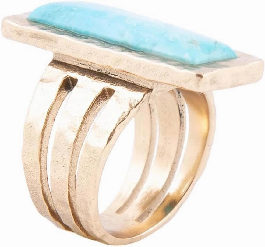 Barse Jewelry Aztec Blue Turquoise Golden Statement Ring