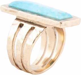 Barse Jewelry Aztec Blue Turquoise Golden Statement Ring