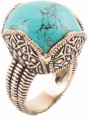 Barse Jewelry Blue Turquoise Golden Chunky Ring