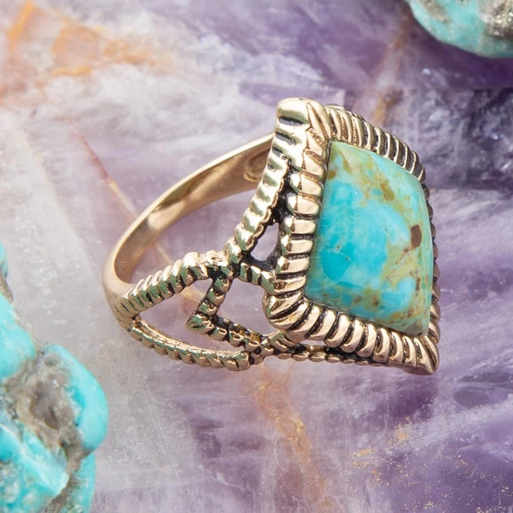 Barse Jewelry Diamond Days Blue Turquoise and Golden Ring