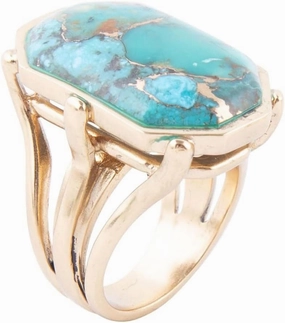 Barse Jewelry Dolce Blue Teal Turquoise Matrix and Golden Ring