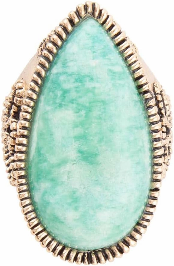 Barse Jewelry Soledad Blue Amazonite Golden Bronze Ring