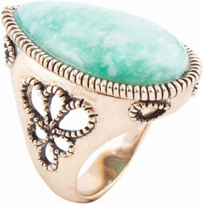 Barse Jewelry Soledad Blue Amazonite Golden Bronze Ring