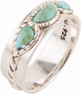 Barse Triple Stone Simplicity Turquoise and Sterling Silver Ring