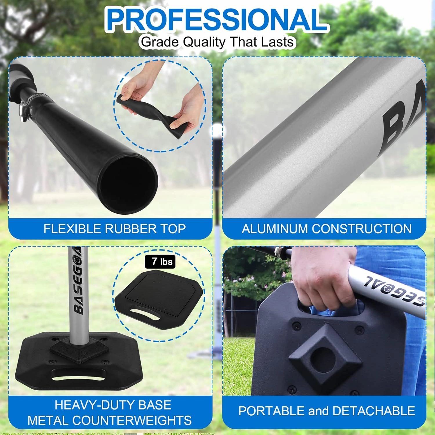 Baseball & Softball Batting Tee,Portable Hitting Tee,with Heavy Duty Base,Flexible Rubber Top,Adjustable Height