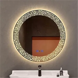Bathroom Mirror, Anti-Fog and Waterproof Cosmetic Mirror with Touch Switch Frame Dimmable 3 Color Temperature(8080cm/31.531.5in)