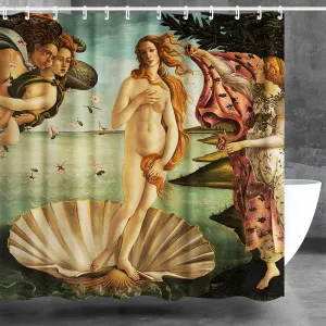 Bathroom Shower Curtain Set with Hooks,The Birth of Venus by Sandro Botticelli,Home Art Paintings Pictures for Bathroom