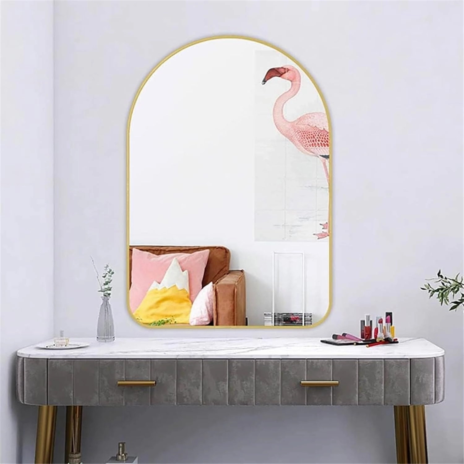 Bathroom Mirror, Metal Frame High-Definition Makeup Mirror Decorative Mirror for Living Room Bedroom Dressing Table(B,500 * 700MM)