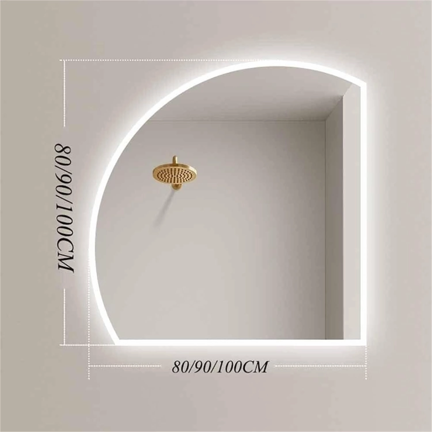 Bathroom Mirror Semi-Circular Bathroom Mirror Frameless LED Makeup Mirror Anti-Fog Modern Decorative Mirror(Right Cut,32inch/80cm)