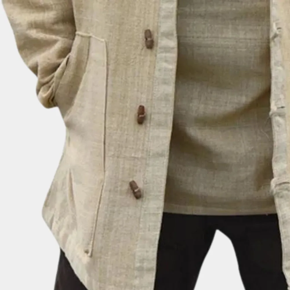 Beige Linen Mandarin Collar Shirt - Lightweight Summer Style